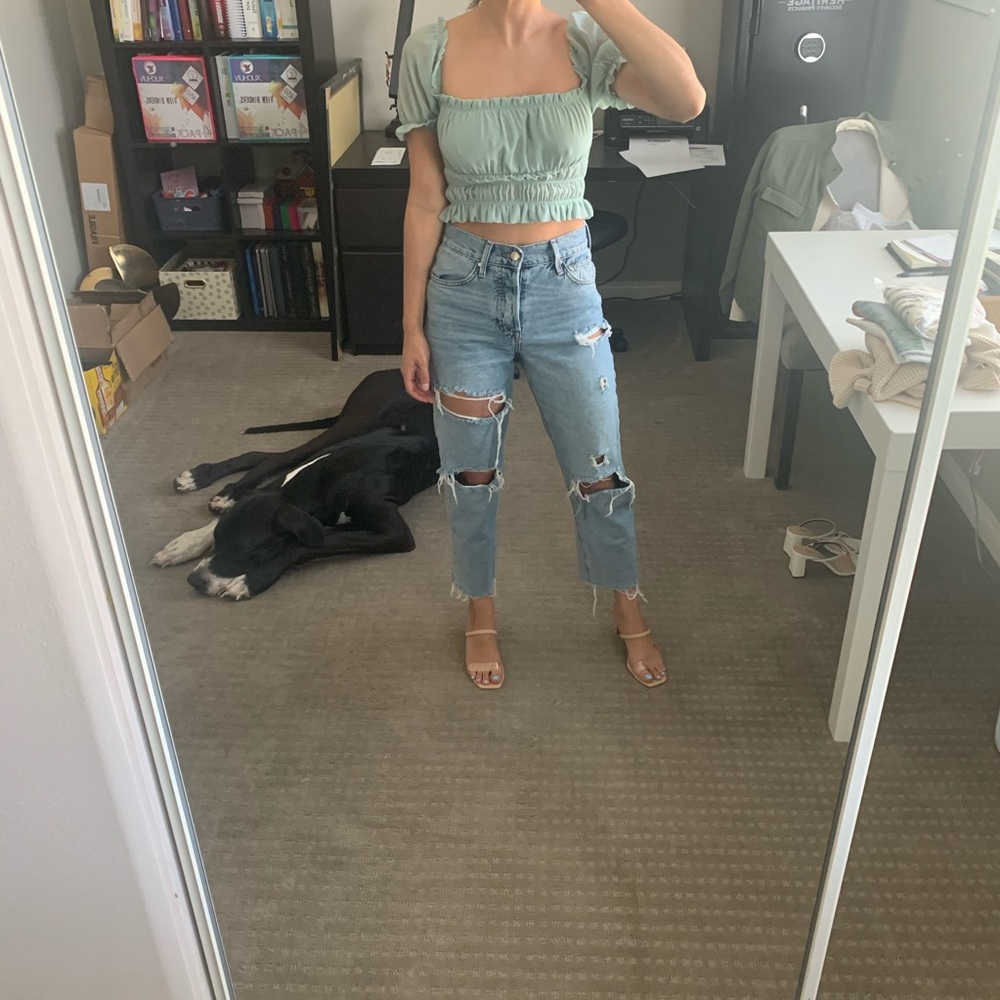 Chiffon smocked crop top